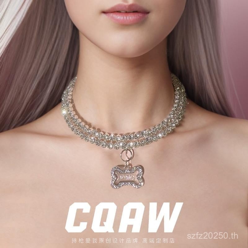 Love Me Holding Gun ตัวอักษรลูกสุนัข m Bell choker สายคล้องคอลูกสุนัข Collarbone เชือกลากที่กําหนดเอ