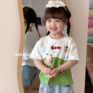 เสื้อยืดแขนสั้นสำหรับชายและหญิงจากผ้าฝ้ายแท้ ออกแบบการ์ตูนวั…