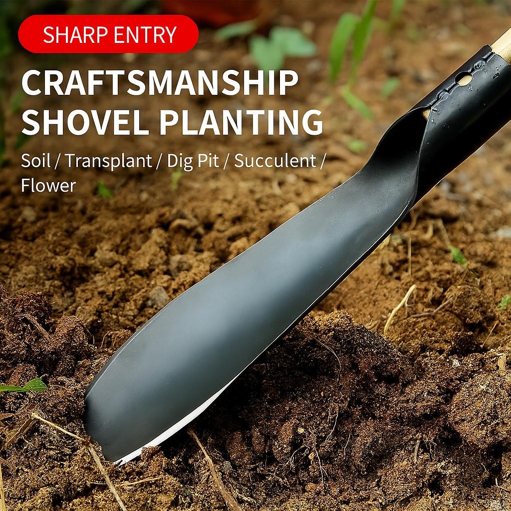 2PCS เสียมปลูกต้นไม้เหล็กแมงกานีสสำหรับขุดดินปลูกผักดอกไม้ถอนหญ้าพรวนดินเก็บผักป่าใช้ทำสวนที่บ้านนอกบ้านทนทานใช้งานมืออเนกประสงค์เหมาะย้ายต้นไม้ขนาดเล็กเครื่องมือทำสวนคุณภาพสูง