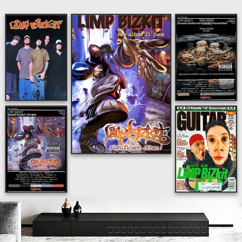 Rock Band L-Limp Bizkit โปสเตอร์ HD ศิลปะเหนียวกันน้ําบ้านห้องนั่งเล่นห้องนอนบาร์ความงามตกแต่ง