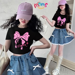 🪐พร้อมส่งด่วน🪐เสื้อแขนสั้นสำหรับเด็กผู้หญิง ลายน่ารักพร้อมโบ…