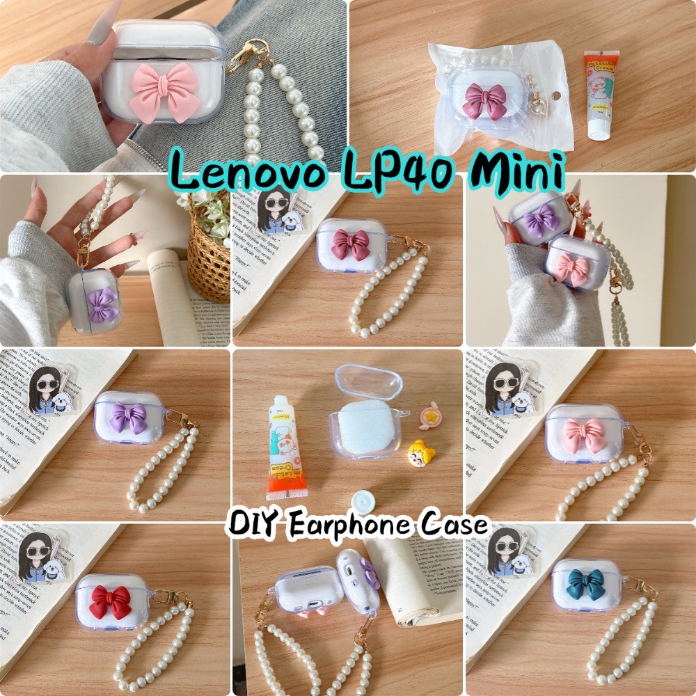 อนาคตดาวสําหรับ Lenovo LP40 Mini Case Casing Soft Silicone DIY Colourful bowknot Headphone Case Cove