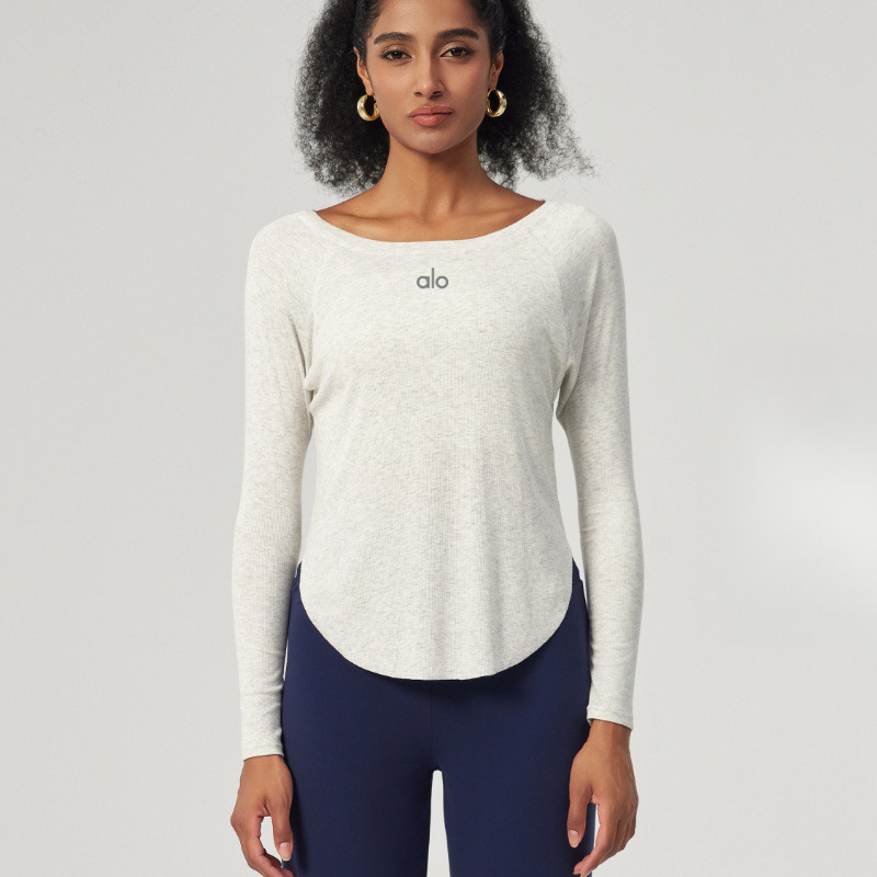 [a1o]Sports Long Sleeve Yoga Wear Women's Loose T-Shirt Top
