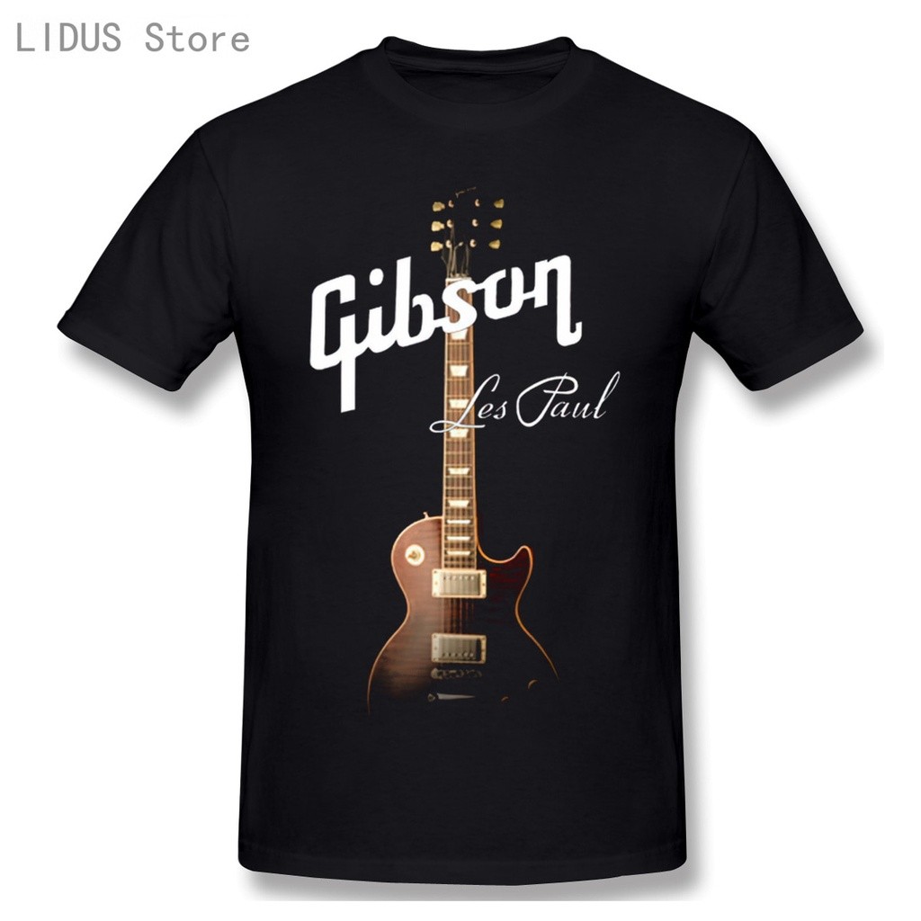 เสื้อยืดผู้ชายพิมพ์ลายกิ๊บสันกีตาร์สไตล์ฮิปฮอป Full Size ในสไตล์ล่าสุด ทำจากผ้าฝ้ายแท้ สบายๆ มาพร้อมผมตรง