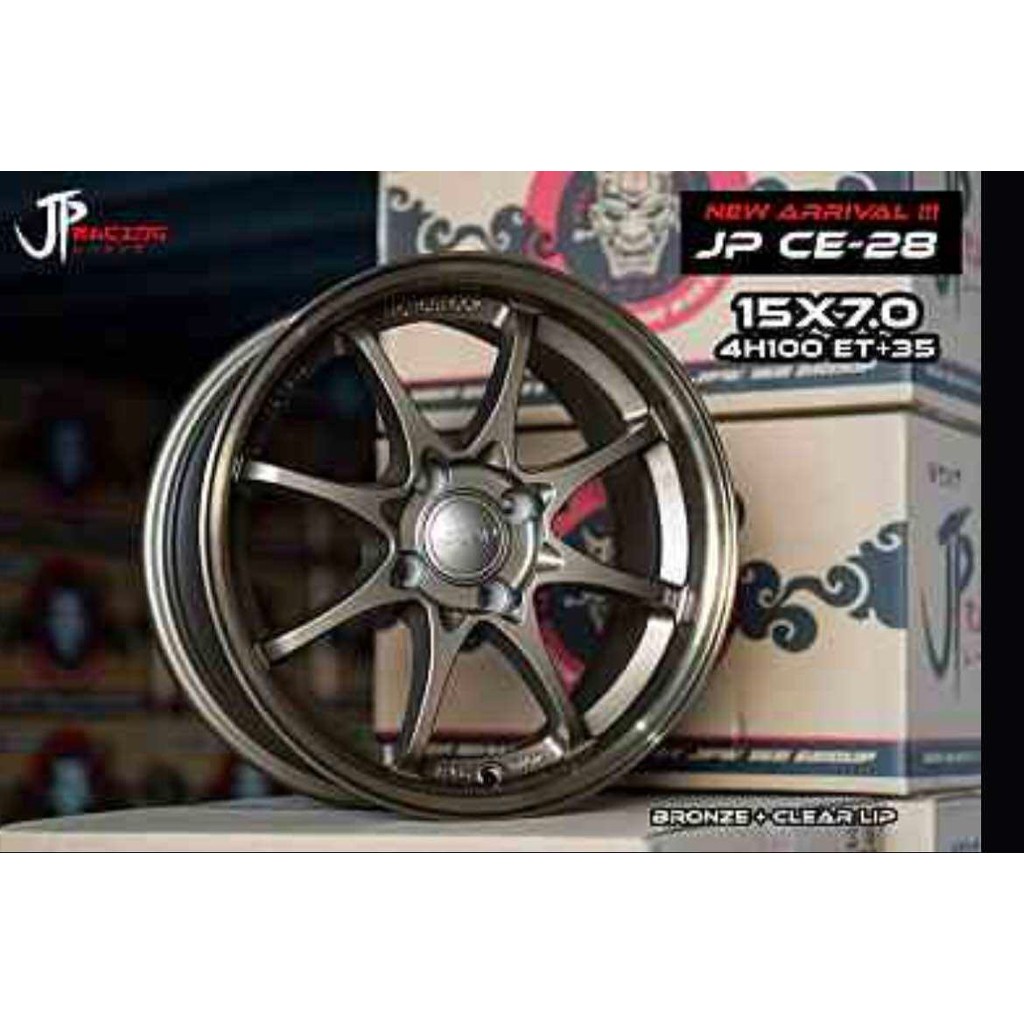 ล้อแม็ก ขอบ15” JP RACING#CE28 15X7.0 +35 4x100 CB73.1 สีน้ำตาล 🔻ราคา1ชุด✅ แถมจุ๊บลมยางแท้👍 มีรับประก