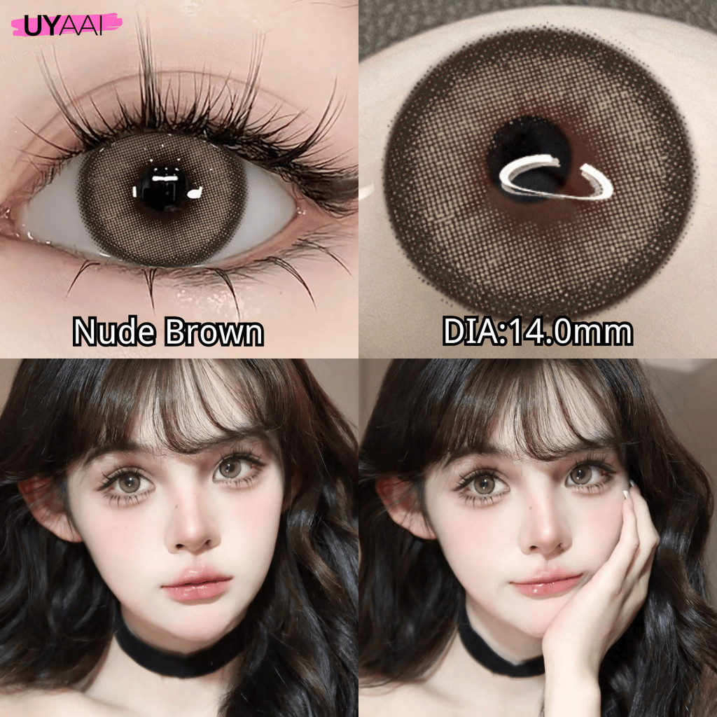 คอนแทคเลน [0.00~-6.00] UYAAI Classic series คอนแทคเลนส์สี 14.0mm Nude Brown คอนแทคเลนส์รายเดือน จัดส