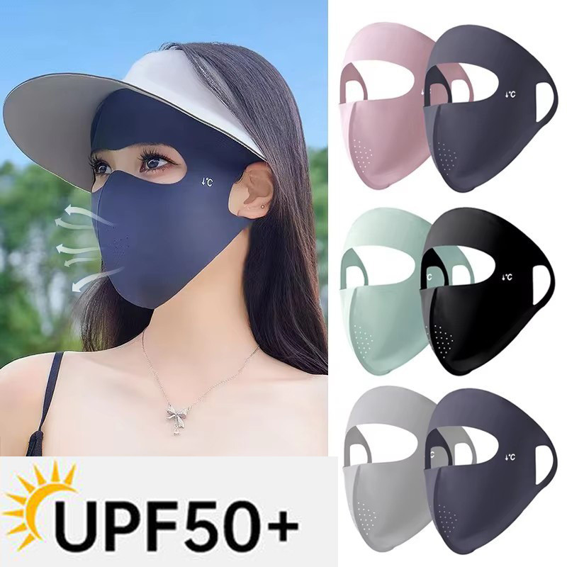 หน้ากากป้องกัน UV แบบเต็มหน้า พร้อมฝาครอบใบหน้าแบบแขวนหู สำหรับป้องกันแสงแดดในฤดูร้อน
