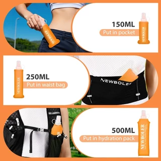 นิวโบเลอร์ 150มิลลิลิตร250มิลลิลิตร500มิลลิลิตรขวดนุ่ม ทีพียู ซิลิโคนพับขวดน้ําสําหรับกีฬากลางแจ้งเดินทางวิ่งวิ่งออกกําลังกายแบบพกพาขวดนุ่ม