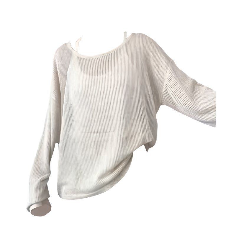 เสื้อยืดแขนยาวสไตล์วิทยาลัยสำหรับฤดูร้อน ออกแบบโล่งๆ สวมใส่สบาย
