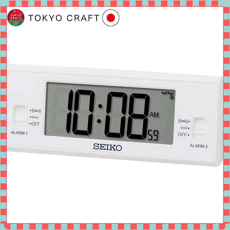 Seiko Digital Radio-Controlled Alarm Clock - Black 48x123x30mm SQ321K