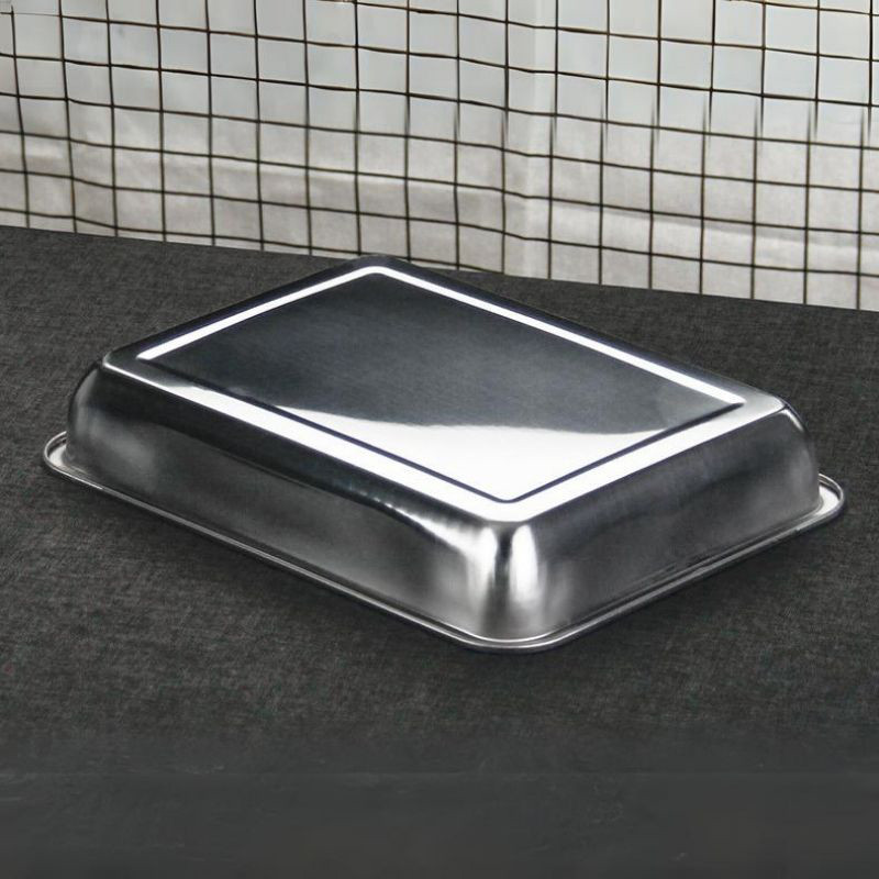 ถาดสแตนเลส ถาดเหลี่ยมสแตนเลสก้นลึกมาก พร้อมตะแกรงกรอง ถาดใส่อาหาร ถาดใส่ขนม ถาดเสิร์ฟ มีทั้งหมด 8 ไซส์ - รูปที่ 6
