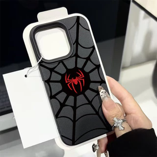อินเทรนด์เท่การ์ตูนแมงมุมหนังหรูหรานุ่ม เคส IPhone 11 15 12 14 16 13 Pro Max XR 12 Pro XS Max X 7Plus 7 8 16 14 15 Plus
