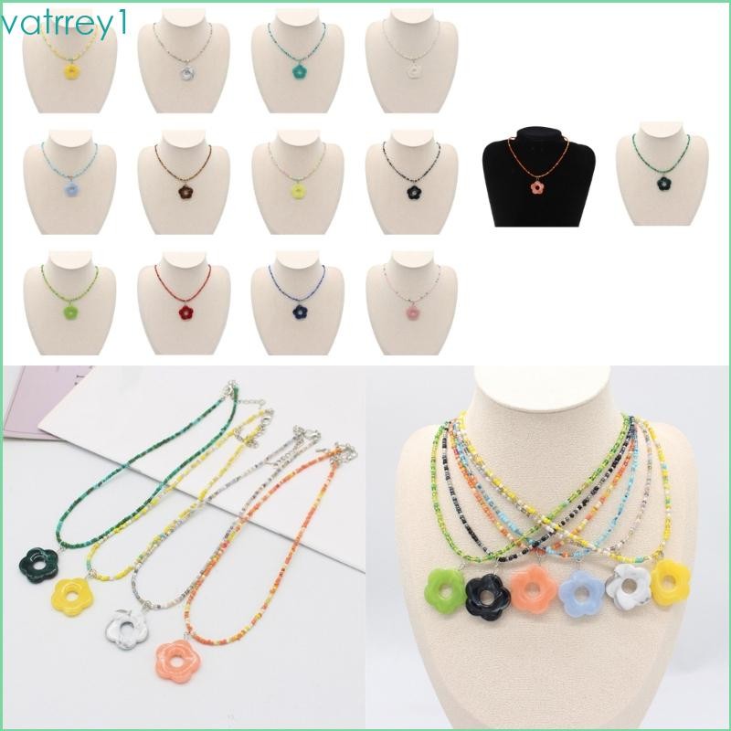 Colored Flower Necklace Handmade Bohemian Seed Bead Necklace Clavicle Necklace