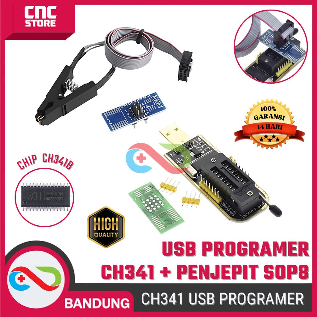 โปรแกรมเมอร์ USB IC EEPROM CH341A CH341B Plus SOP8 Clamp – ดาวน์โหลด Flash BIOS