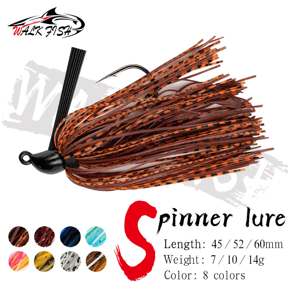 เหยื่อล่อปลาซิลิโคน-spinner chatterbait พร้อมกระโปรง weedless ในหลากหลายขนาด 7, 10, และ 14 กรัม