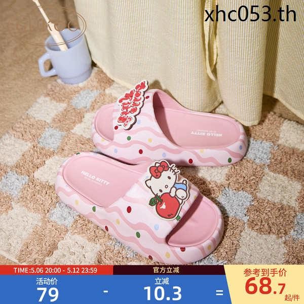 Gukoo x HelloKitty รองเท้าแตะสำหรับผู้หญิง ออกแบบมาเพื่อซัมเมอร์ กันลื่นดีไซน์น่ารัก