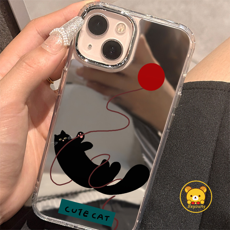 การ์ตูนแมวดํากระจกสําหรับRealme GT 7 5 Pro 3 Neo 7X 7 6 5 SE 240W V60 V60S V23 V23i 5G P3 P1 Pro Q5i