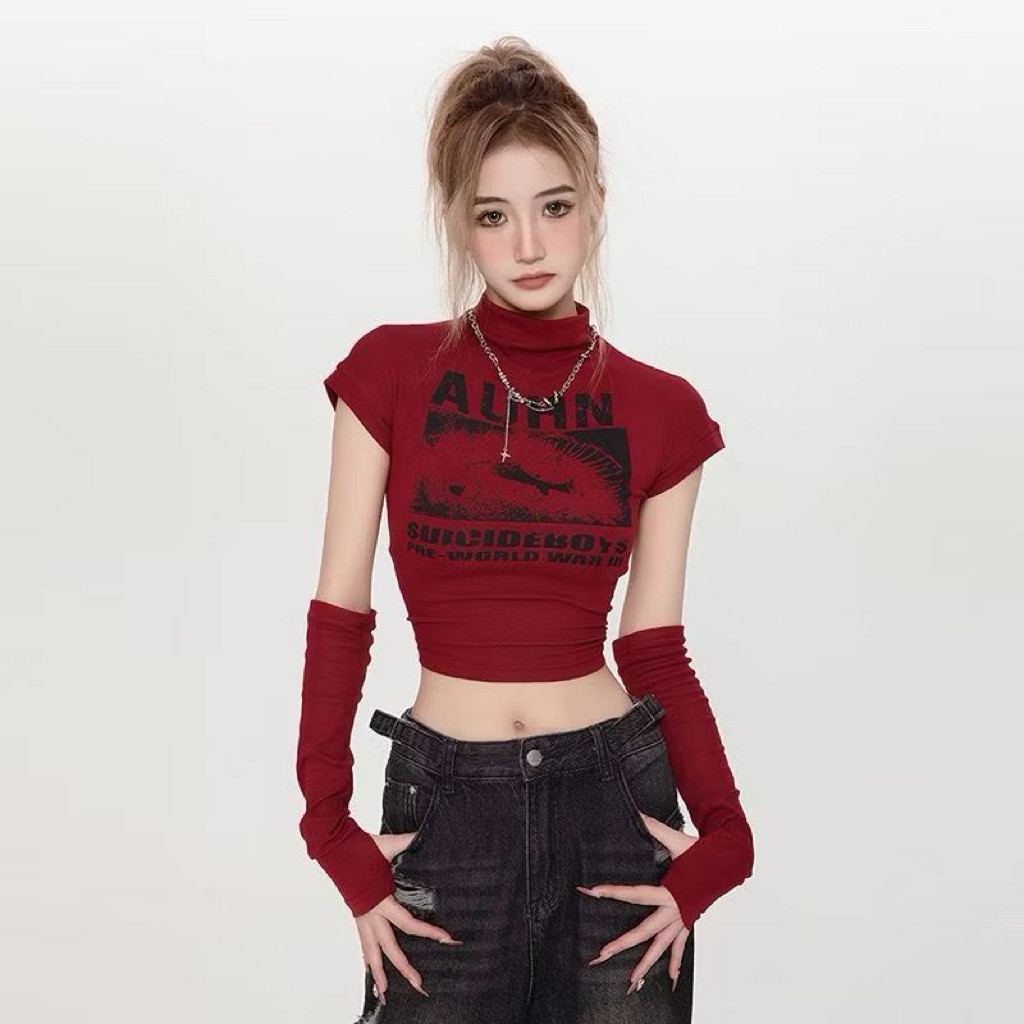 Tq88indonesia Womens GIDBOYS Rib Short Sleeve Crop Top Shirt / Womens Casual Clothing