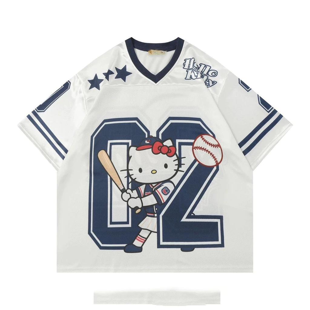 เสื้อยืดแขนสั้น F&X American Jersey Retro สำหรับหนุ่มสาวในฤดูร้อน