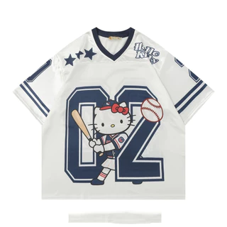 เสื้อยืดแขนสั้น F&amp;X American Jersey Retro สำหรับหนุ่มสาวในฤดูร้อน