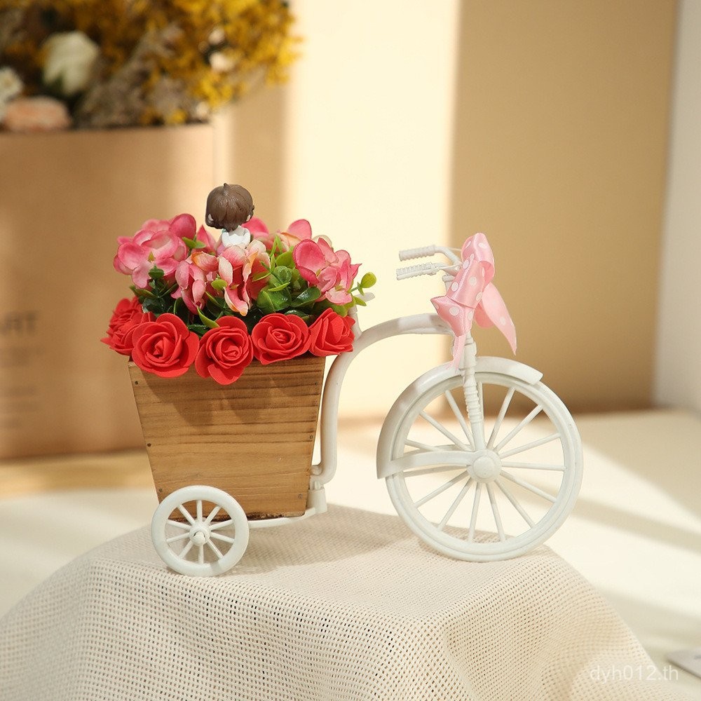 ฉบ้านจักรยานดอกไม้สํานักงานห้องนอนตกแต่งงานฝีมือสร้างสรรค์ตกแต่งตะกร้าดอกไม้ตกแต่งกระถางดอกไม้ที่อบอ