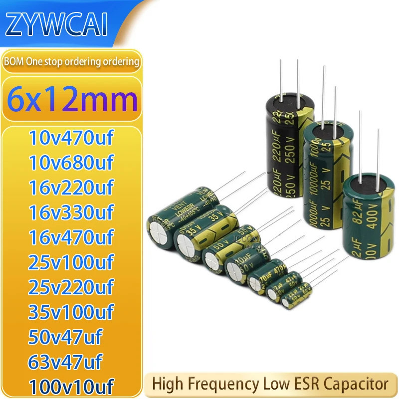 10v680uf 10v470uf 16v220uf 16v330uf 16v470uf 25v100uf 25v220uf 35v100uf 50v47uf 63v47uf 100v10uf 6X1