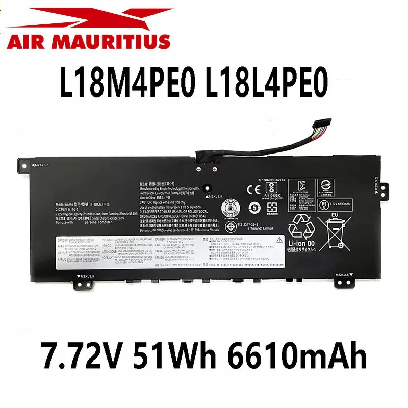 L18M4PE0 L18L4PE0 แบตเตอรี่แล็ปท็อป 7.72V 51Wh สำหรับ Lenovo Yoga C740-14IML Series