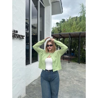 CiCi Plus+(A2717-1) เสื้อไหมพรมคาร์ดิแกนแขนยาวกระดุมหน้า มีหลากหลายสี สไตล์สาวอวบพลัสไซส์