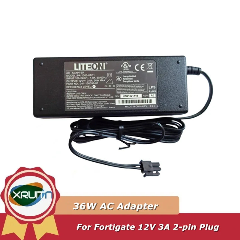2PIN 12V 3A 36W Switching Power Adapter สําหรับ FORTIGATE F FORTINET 60D FG-60D 30E-3G4G 30E AD036RA