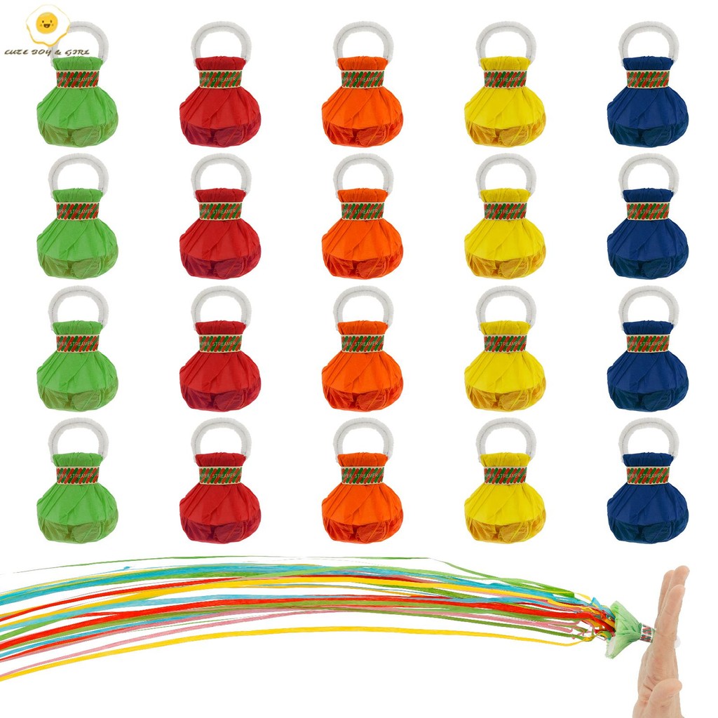 20 ชิ้น Hand Throw Confetti Streamers หลายสี Streamer Poppers ไม่มี Mess Party Poppers สําหรับวันเกิ