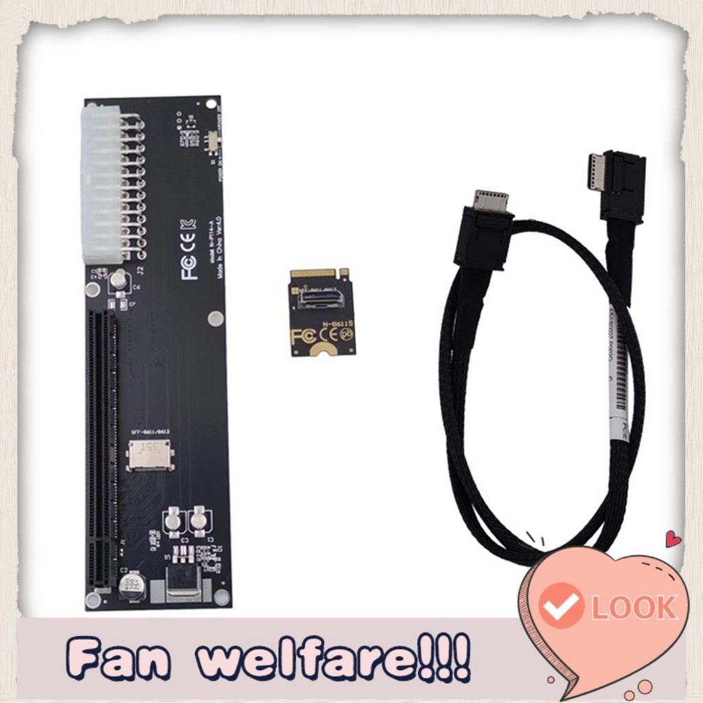 PCI-E 3.0 M-Key M.2 ถึง Oculink SFF-8612 SFF-8611 อะแดปเตอร์โฮสต์ PCB สีดําภายนอกกราฟิกการ์ด SSD Con