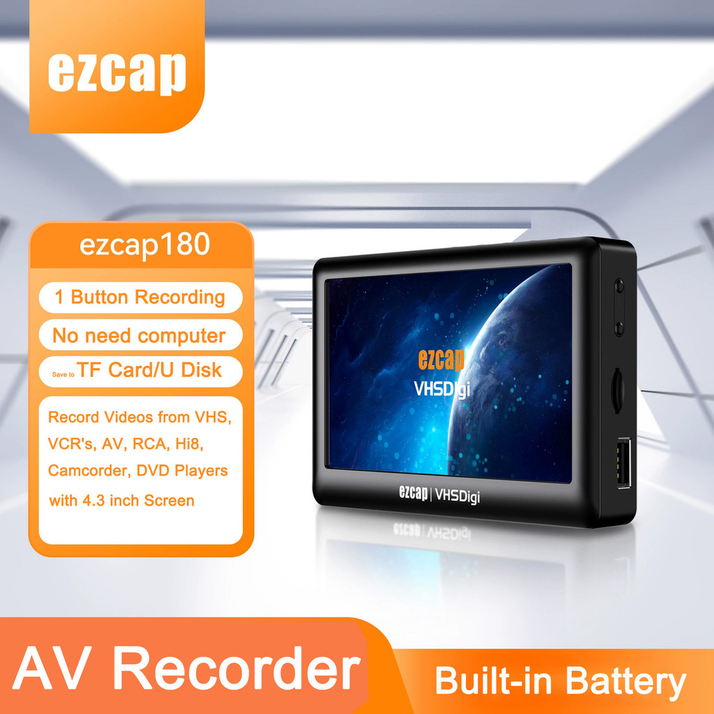 Ezcap 180 AV Recorder พร้อมหน้าจอวิดีโอเสียง Capture Card Analog เป็น Digital Converter บันทึกจาก VH