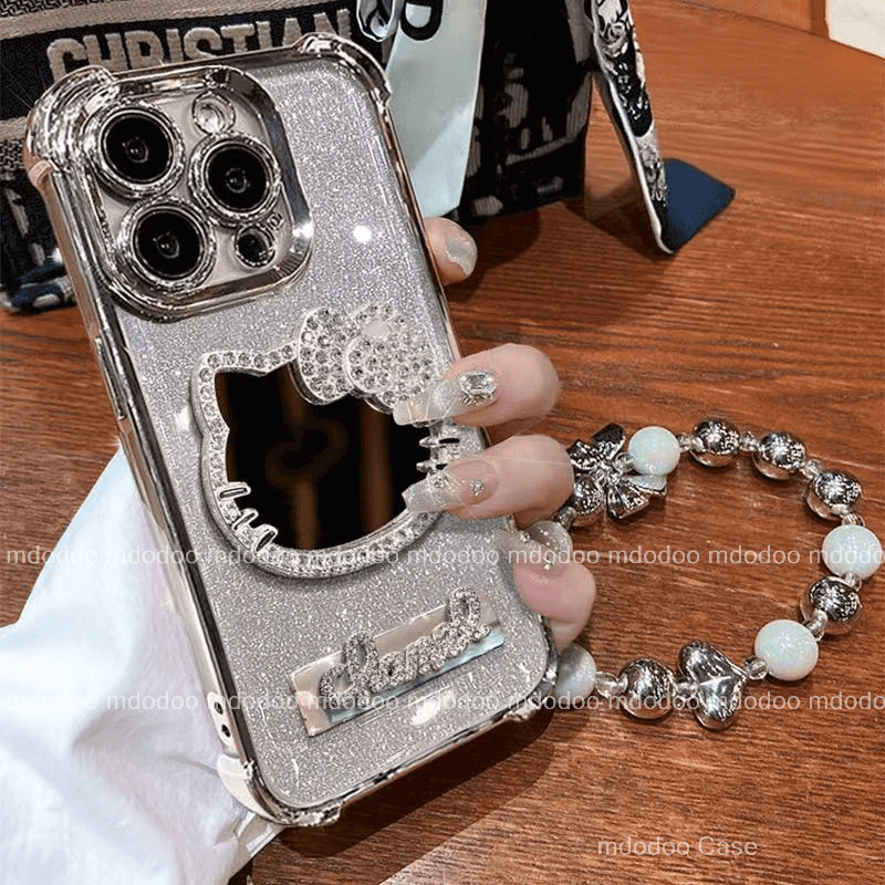 เคส For Redmi 14C 13C 13R 4G Note 13 Pro 5G 12 Turbo 11A 11 11S Pro+ Plus 3 MI 15 11 Lite POCO F3 F6 F5 M4 C65 X6 M6 X5 ins BlingBling Cute Flash drill Kitty Makeup mirror Luxury Electroplate Thickened Edge Protection Shockproof Soft Phone Case JD 06 - รูปที่ 3