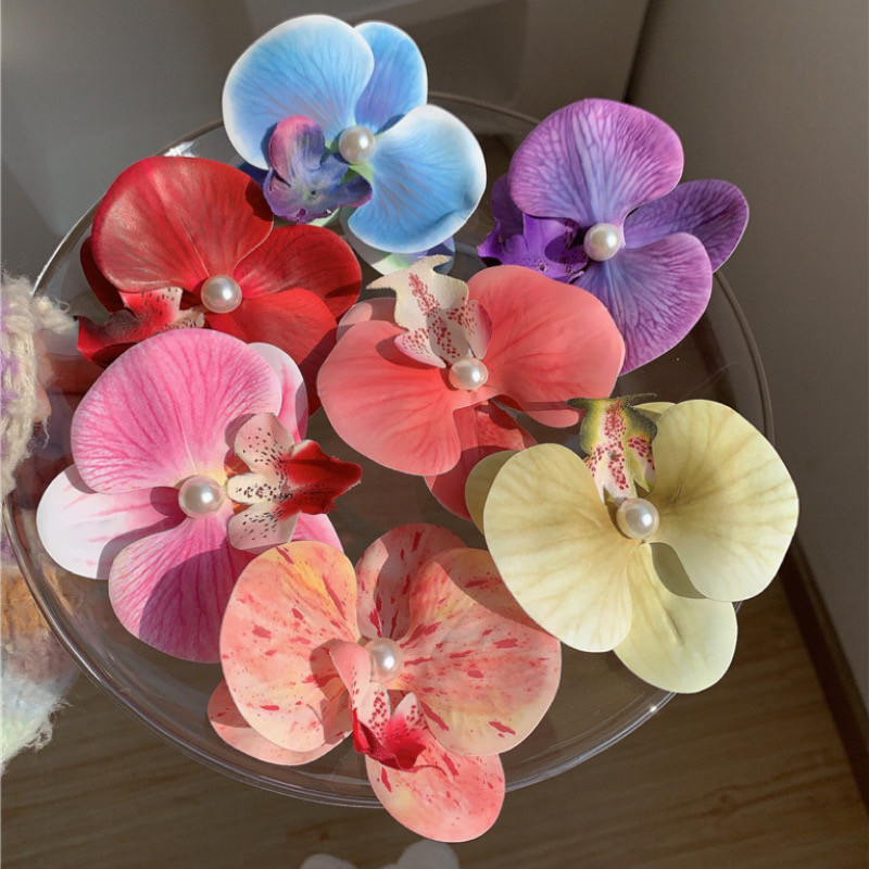 ED - 9CM - Korean FASHION LATEX ORCHID FLOWER HAIR CLIP / PREMIUM ARTIFICIAL ORCHID FLOWER HAIR CLIP