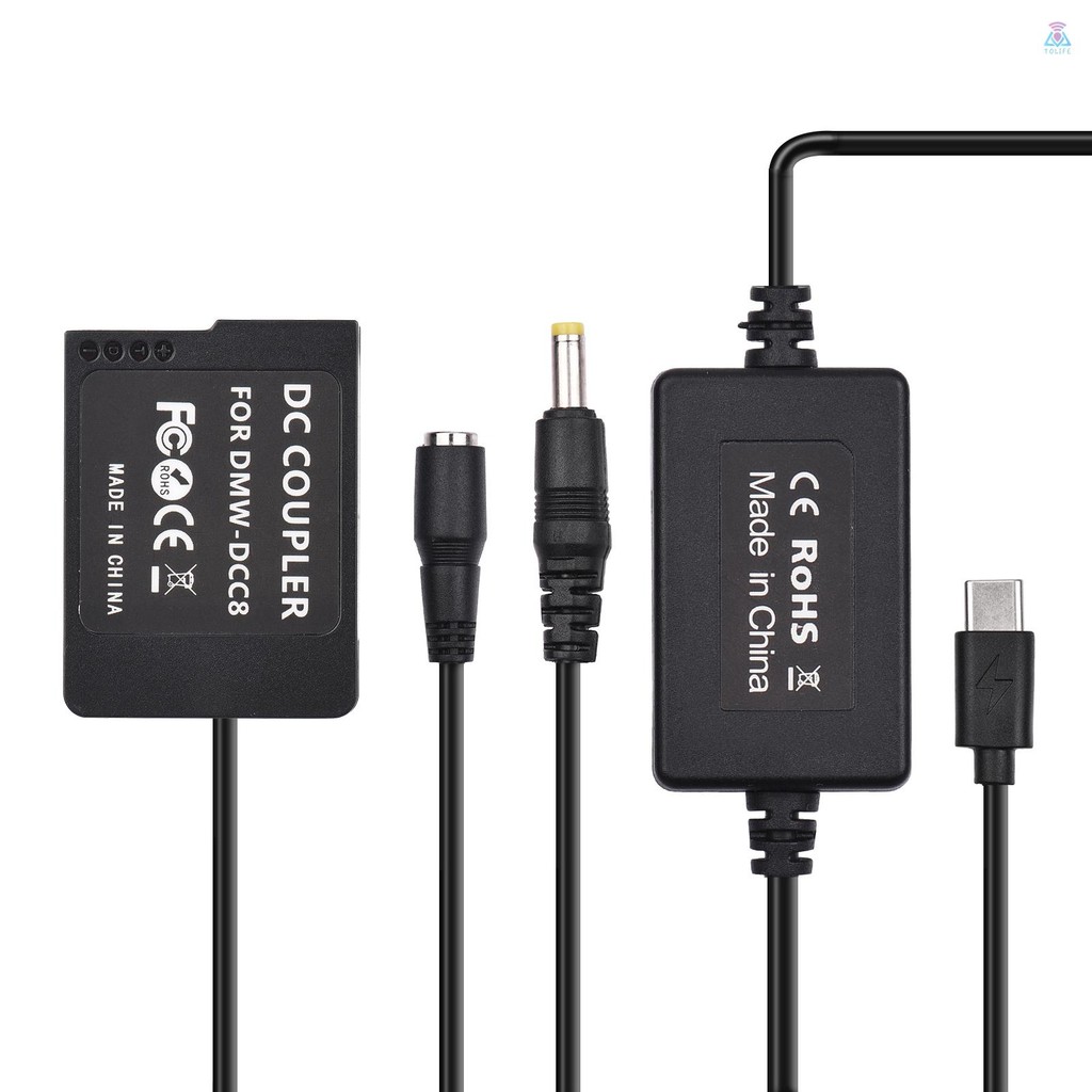 PD USB Type-C สาย DMW-DCC8 Dummy แบตเตอรี่ DC Coupler DMW-BLC12 สําหรับ Panasonic LUMIX DMC-FZ2500 F