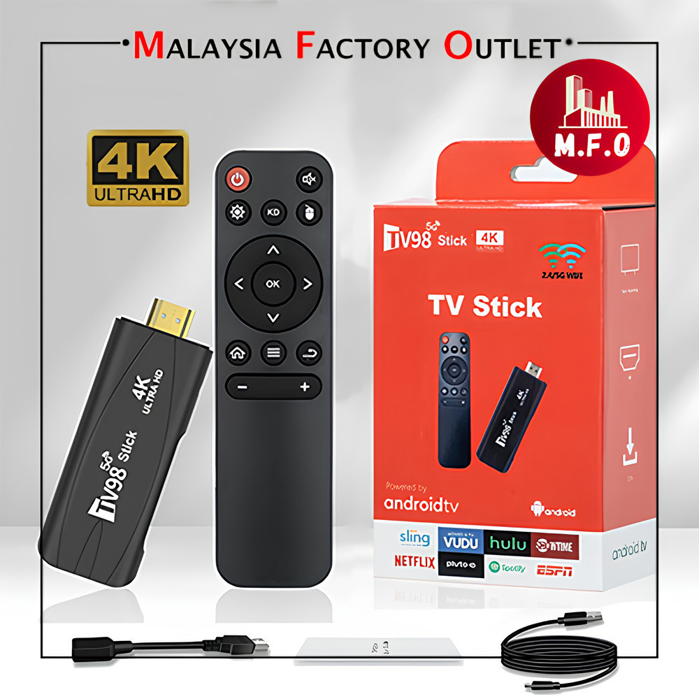 TV Stick TV98 4K 5G WIFI สมาร์ททีวี Stick กล่องทีวี Android 12.1 8gb + 128gb TV Stick ปลดล็อค Netfli