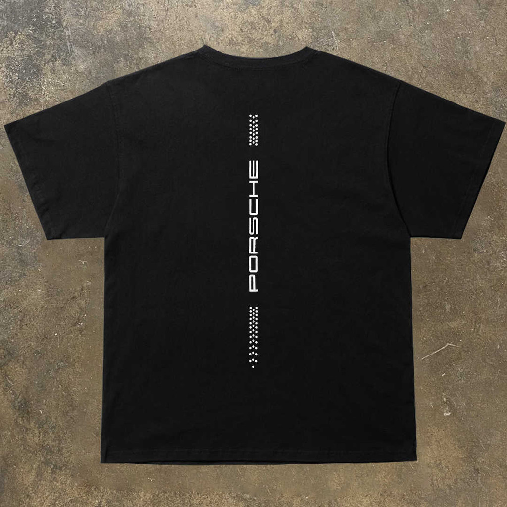 เสื้อยืด Porsche สำหรับชาย ทำจากฝ้ายบริสุทธิ์ ไซส์โอเวอร์ไซซ์ สบายในหน้าร้อน