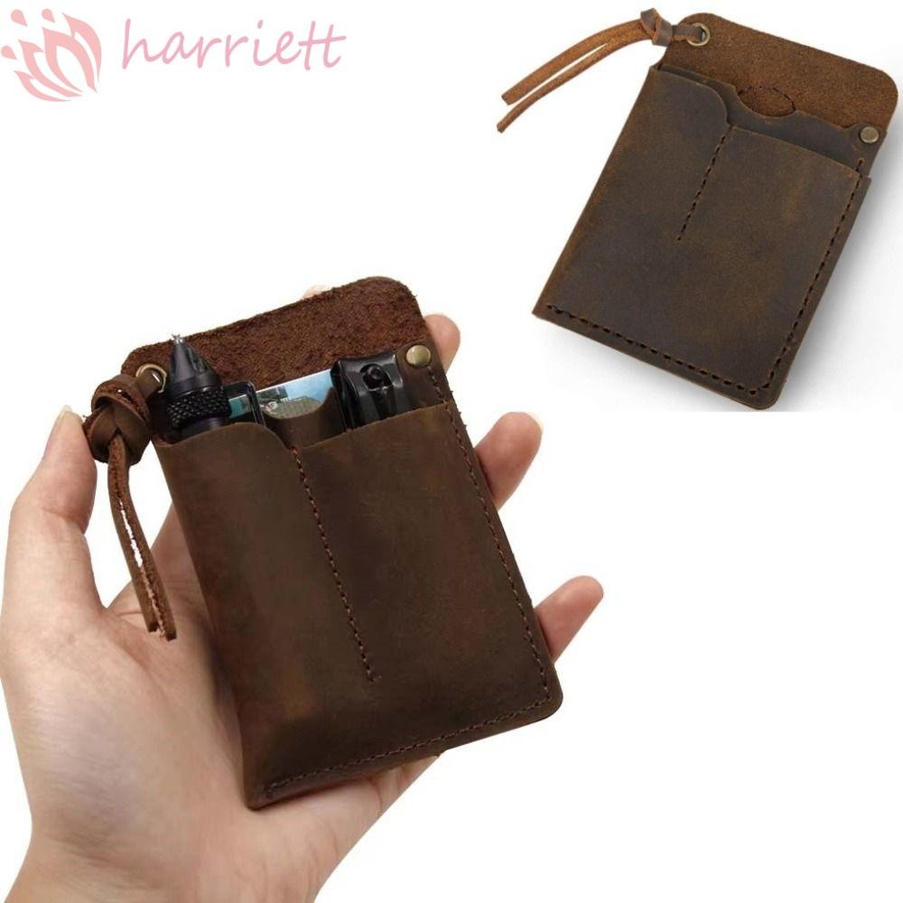 HARRIETT หนัง EDC Organizer,เข็มขัดหนังคลิปกลางแจ้งกระเป๋าเครื่องมือ,แบบพกพา Handmade มัลติฟังก์ชั่ส
