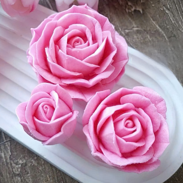 แม่พิมพ์ซิลิโคน - Blooming Roses - ตกแต่งเค้กเยลลี่ - ตกแต่งเทียน