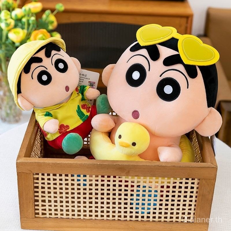 เป็ดน้อยสีเหลืองว่ายน้ําแหวนเครยอนชินจังตุ๊กตาตุ๊กตาตุ๊กตาตุ๊กตาของเล่นตุ๊กตาหมอน แร็กดอลล์