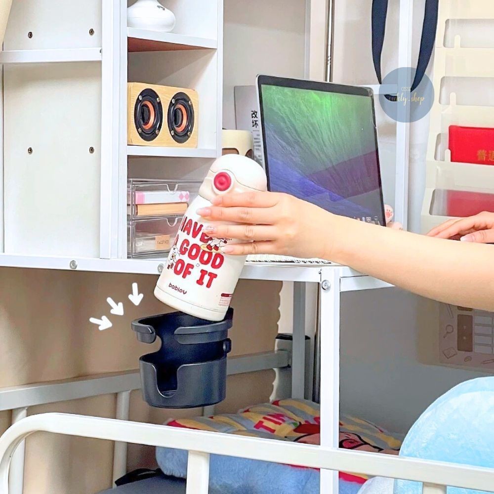 ที่วางแก้ว แบบหนีบโต๊ะ (สีดำ) ปรับ 3 ระดับ หมุน 360 องศา ประหยัดพื้นที่ เก็บซ่อนใต้โต๊ะ ใช้หนีบได้หลากหลายพื้นที่ - รูปที่ 6