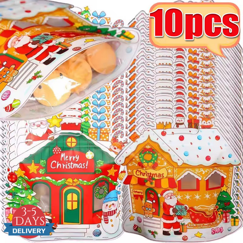 [จัดส่ง 3-5 วัน]กระเป๋าของขวัญคริสต์มาสสามสหายพร้อมการออกแบบมนุษย์หิมะ | บรรจุภัณฑ์โปรดปรานปาร์ตี้ 24x23 ซม. ที่ทนต่อการฉีกขาดสําหรับคริสต์มาสอีฟ 2-10 ชิ้นตัวเลือก (สีแดง/สีเหลือง)