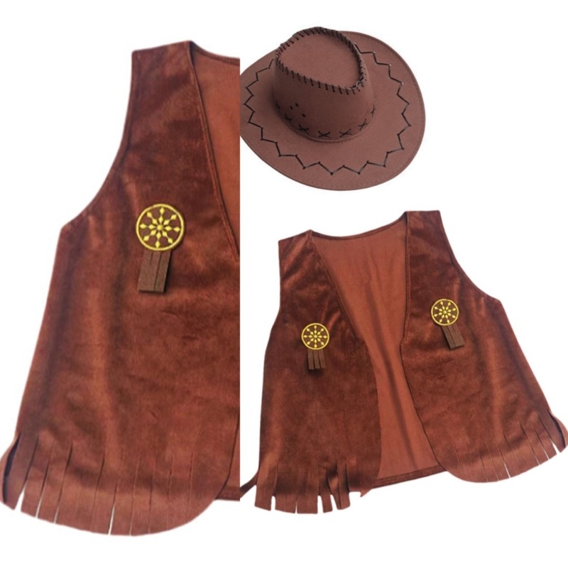 LA Western Cowboy Costume Set รวมถึง Cowgirl Hat Bandana สําหรับคอสเพลย์ฮาโลวีน