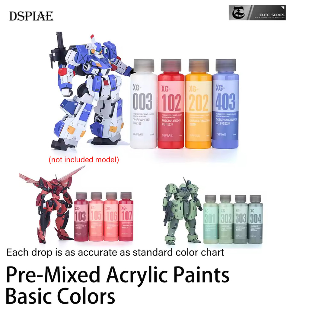 DSPIAE XG Series 50ML น้ํา Pre-Mixed รุ่นสีพื้นฐานสําหรับ Gundam Scale สีเครื่องมืองานอดิเรก DIY Air
