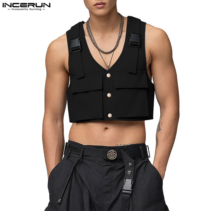 เสื้อกั๊กแขนกุดแฟชั่นผู้ชาย มีช่องกระเป๋า สําหรับใส่ทํางาน