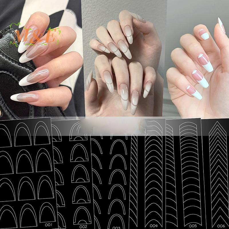[M&E-t] สติ๊กเกอร์ติดเล็บฝรั่งเศส Hollow Out ตกแต่ง Stereoscopic Self-Adhesive อุปกรณ์ทําเล็บ DIY Ac