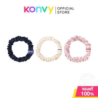 Konvy Silk Skinny Scrunchies คอนวี่ ยางรัดผมผ้าไหม แบบบาง (Deep Blue/Golden/Pink)