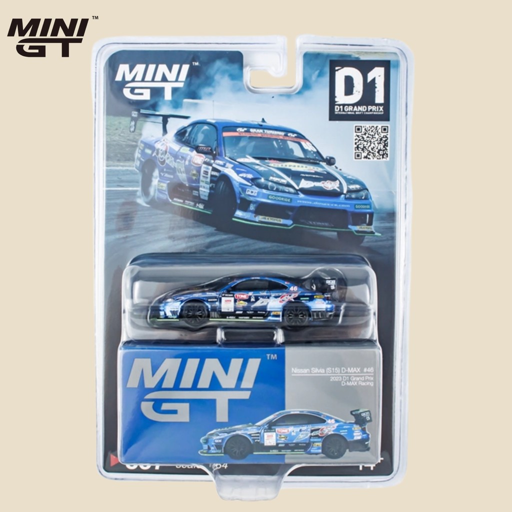 Mini GT 1:64 Nissan Silvia S15 #46 โมเดลรถโลหะผสมDiecastสําหรับเด็กผู้ชายของขวัญสะสมจอแสดงผล