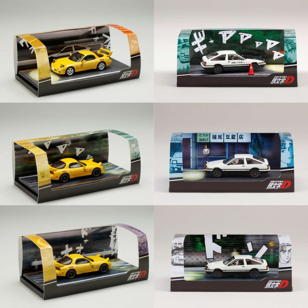⭐24ชม.⭐Hobby HJ 1:64 Initial D Mazda RX7 FD3S Toyota AE86 โมเดลรถDiecastโลหะผสม