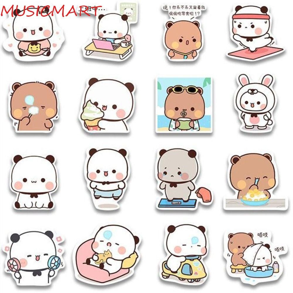 MUSICMART สติ๊กเกอร์ Bubu และ Dudu, Little Panda Self-Adhesive Bubu Dudu Panda สติ๊กเกอร์, แฟชั่นกระ